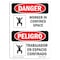 Signmission OSHA Sign, Worker In Confined Space Bilingual, 10in X 7in Rigid Plastic, 7" W, 10" H, Spanish OS-DS-P-710-VS-1818 - alternate 1